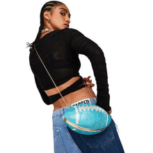 Load image into Gallery viewer, Turquoise Bling Football Clutch
