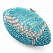 Load image into Gallery viewer, Turquoise Bling Football Clutch
