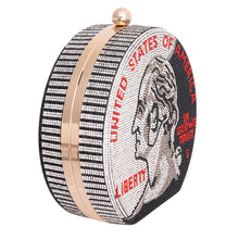 Load image into Gallery viewer, Black Bling US Coin Luxury Clutch

