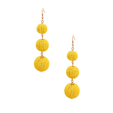 Load image into Gallery viewer, Yellow Trio Seed Bead Ball Earrings
