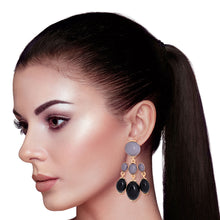 Load image into Gallery viewer, Black Resin Bead Drop Earrings
