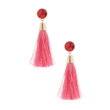 Load image into Gallery viewer, Pink Bead Silk Tassel Earrings
