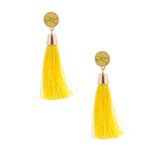 Load image into Gallery viewer, Yellow Bead Silk Tassel Earrings
