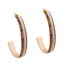 Load image into Gallery viewer, Gold Metal Chain Stone Hoops
