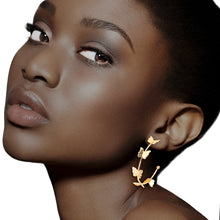 Load image into Gallery viewer, Gold Butterfly Open Hoops
