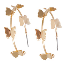 Load image into Gallery viewer, Gold Butterfly Open Hoops
