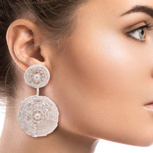 Load image into Gallery viewer, Cream Embroidered Bead Earrings
