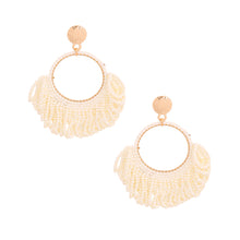 Load image into Gallery viewer, Cream Seed Bead Draped Earrings

