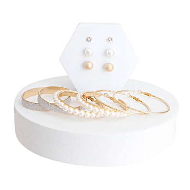 Gold 6PC Stud and Hoop Earring Set