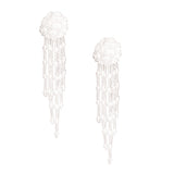 Clear Glass Bead Ball Fringe Earrings