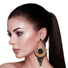 Load image into Gallery viewer, Black Beaded Mandala Earrings
