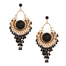 Load image into Gallery viewer, Black Beaded Mandala Earrings

