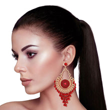 Load image into Gallery viewer, Burgundy Beaded Mandala Earrings
