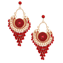 Load image into Gallery viewer, Burgundy Beaded Mandala Earrings
