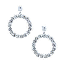Load image into Gallery viewer, Silver Crystal Circle Drop Earrings
