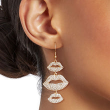 Load image into Gallery viewer, Gold Triple Lips Earrings
