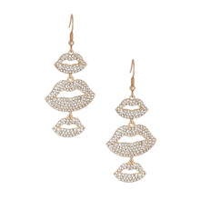 Load image into Gallery viewer, Gold Triple Lips Earrings
