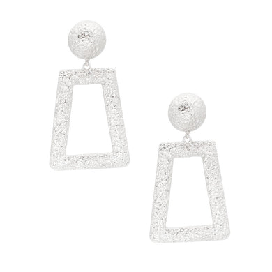 Silver Hammered Trapezoid Earrings