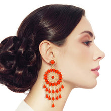 Load image into Gallery viewer, Coral Bead Dream Catcher Earrings

