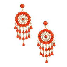 Load image into Gallery viewer, Coral Bead Dream Catcher Earrings
