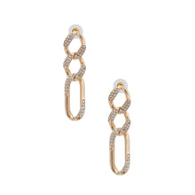 Load image into Gallery viewer, Gold Rhinestone Crusted Chain Earrings
