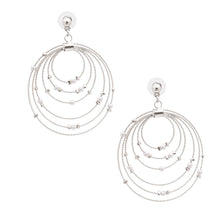 Load image into Gallery viewer, Silver White Pearl Ring Earrings
