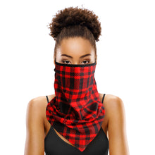 Load image into Gallery viewer, Red and Black Buffalo Plaid Scarf Mask
