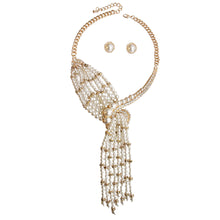 Load image into Gallery viewer, Asymmetric Pearl and Rhinestone Knot Necklace Set
