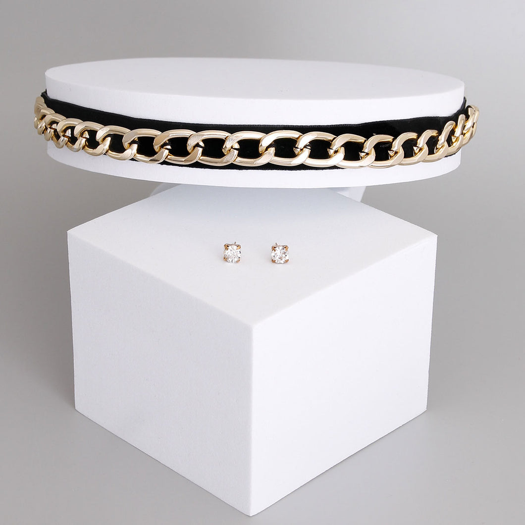 Metal with Leather Choker
