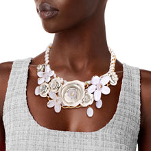 Load image into Gallery viewer, Cream Rose Chunky Collar Gold Necklace
