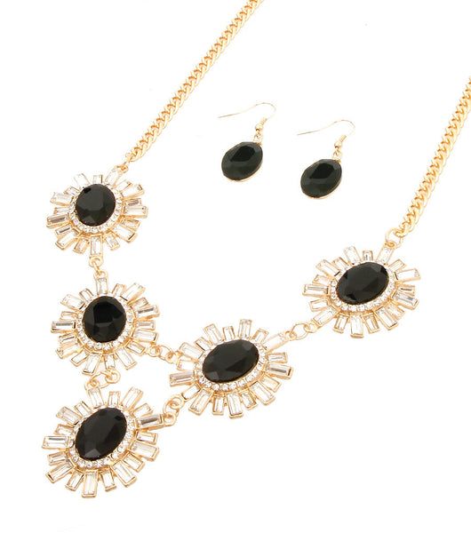 Flower Pendant Necklace Set