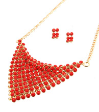 Cargar imagen en el visor de la galería, Red Bead Scarf Necklace Set
