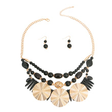 Load image into Gallery viewer, Black Acrylic Bead and Gold Set
