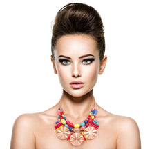 Load image into Gallery viewer, Multi Color Acrylic Bead and Gold Set
