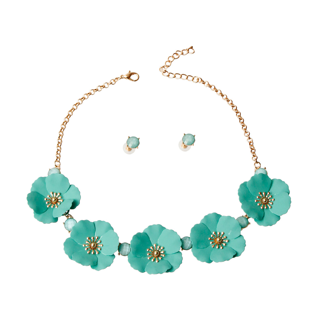 Mint Flower Necklace Set