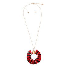 Load image into Gallery viewer, Red and Black Silk Tassel Necklace Set

