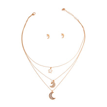 Load image into Gallery viewer, Gold 3 Layer Chain Moon Necklace
