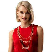 Load image into Gallery viewer, Long Layered Gold Chain Pin Necklace
