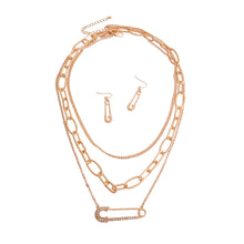 Load image into Gallery viewer, Long Layered Gold Chain Pin Necklace

