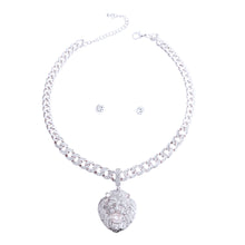 Load image into Gallery viewer, Iced Silver Cuban Chain Lion Necklace
