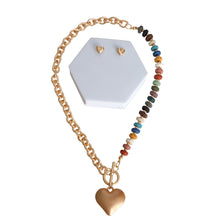 Load image into Gallery viewer, Chunky Bead Heart Toggle Necklace

