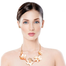 Load image into Gallery viewer, Gold Metal and Pink Flower Collar
