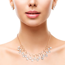 Load image into Gallery viewer, Gold Pear Crystal U Link Necklace
