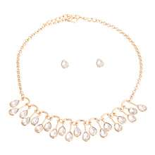 Load image into Gallery viewer, Gold Pear Crystal U Link Necklace
