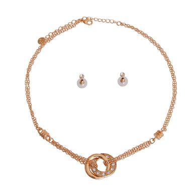 Gold Double Ring Pendant Chain