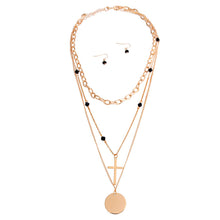 Load image into Gallery viewer, Black Glass and Cross Charm Necklace
