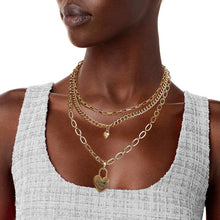 Load image into Gallery viewer, Gold 3 Layer Chain Locked Heart Necklace

