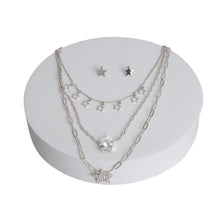 Load image into Gallery viewer, Silver 3 Layer Chain Star Necklace
