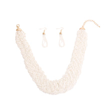 Load image into Gallery viewer, Cream Seed Bead Braided Collar Set
