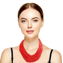 Load image into Gallery viewer, Red Seed Bead Braided Collar Set
